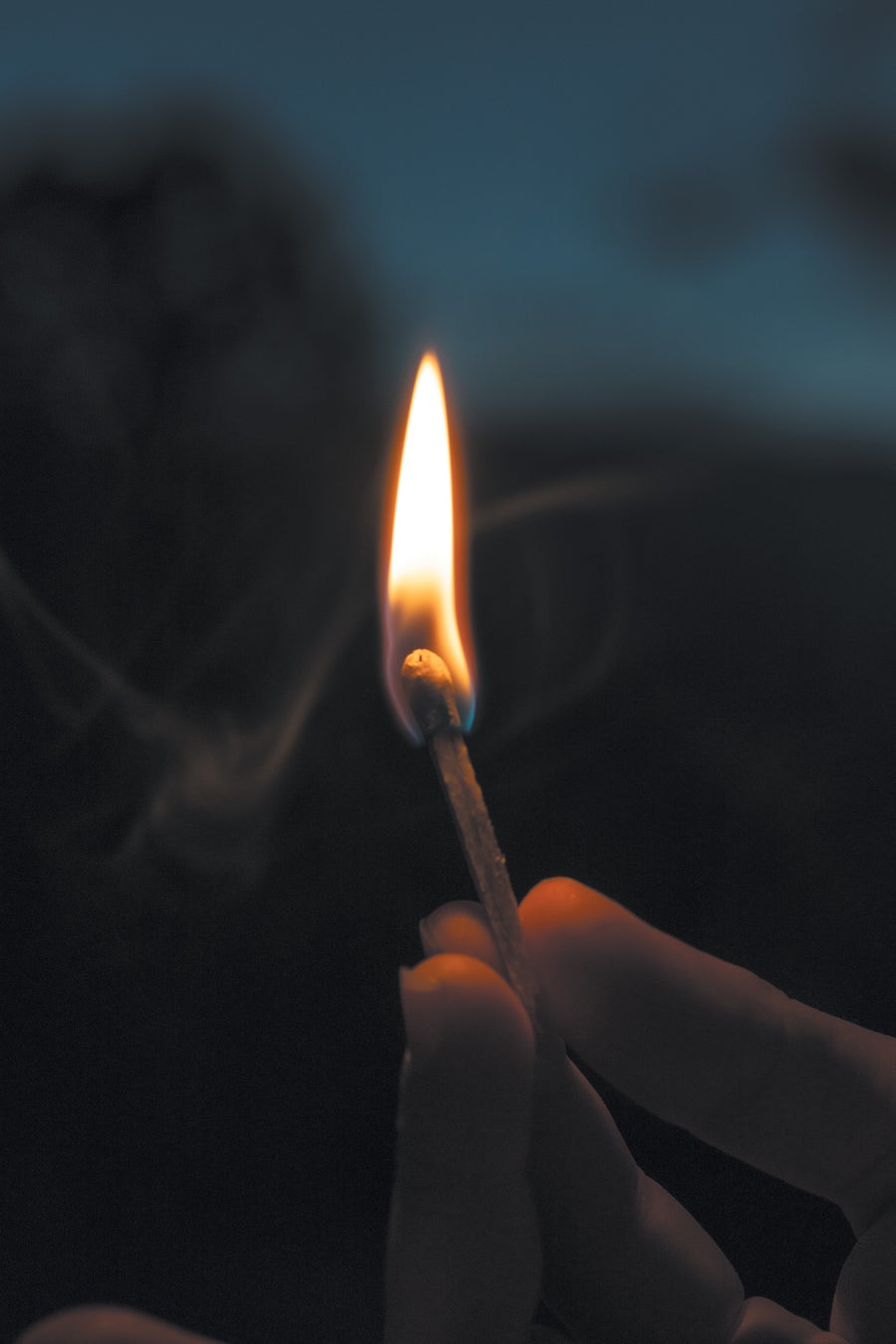 A lit match